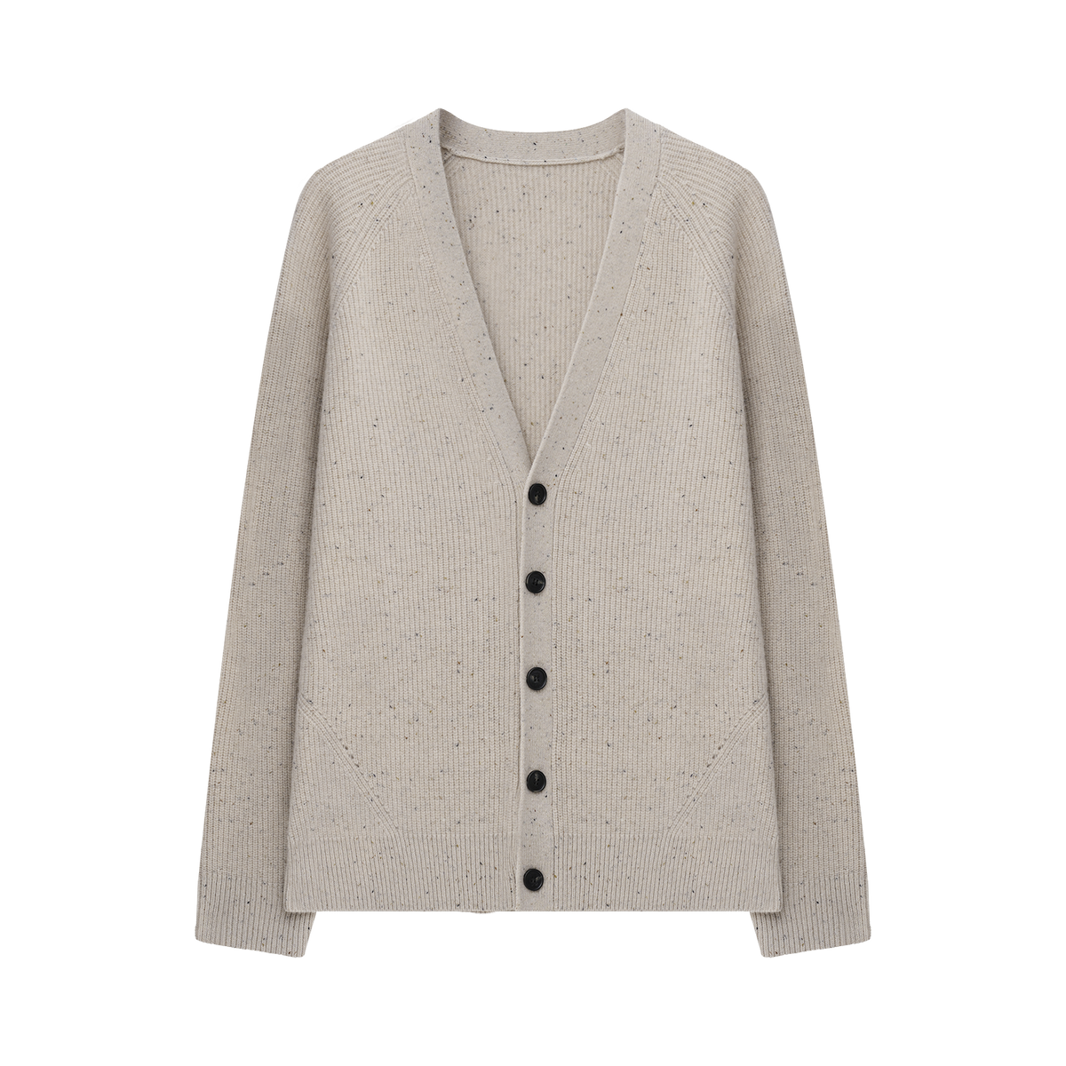 7-Gauge Pique Knit Sheep Wool V-Neck Cardigan