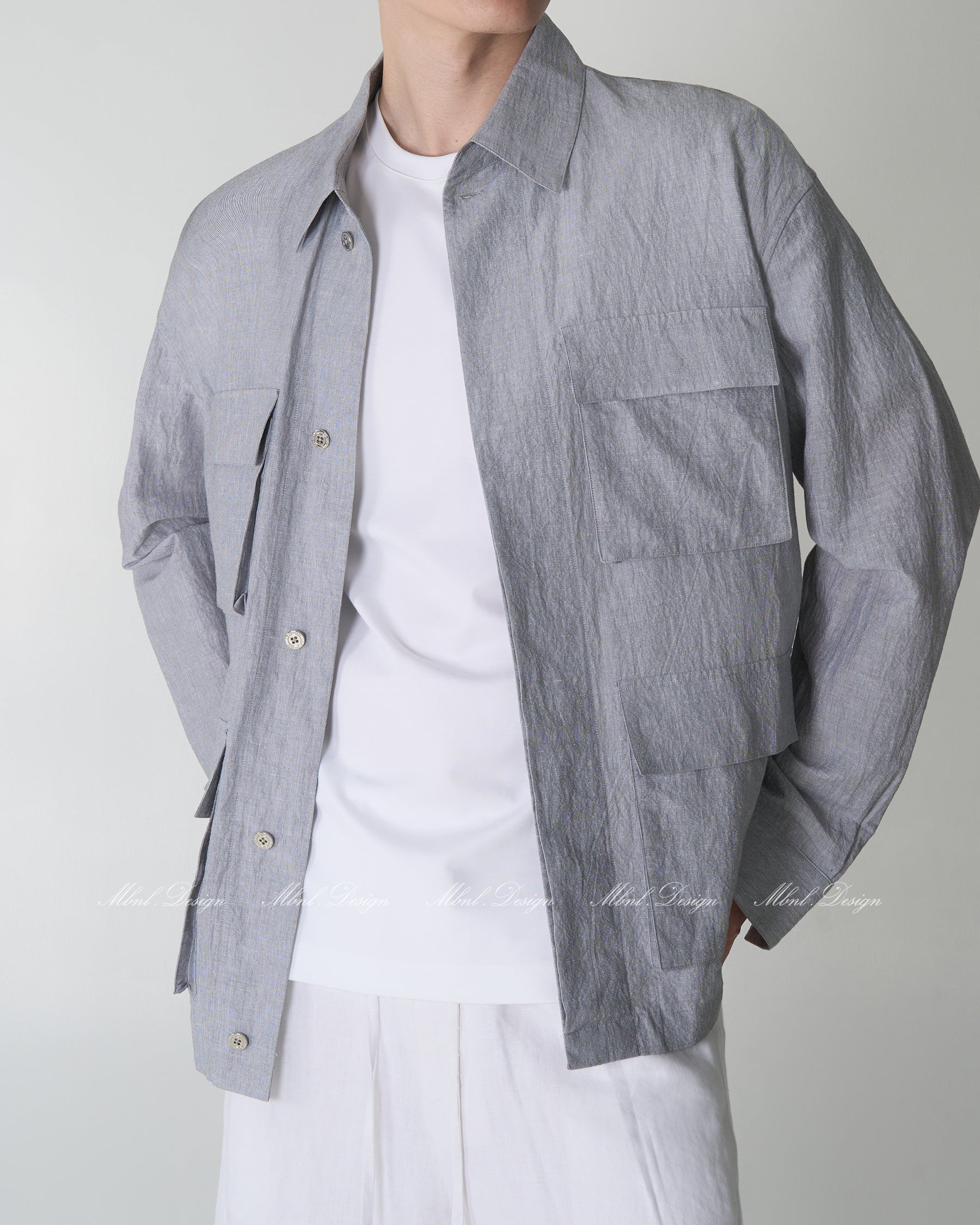Linen Blend Shirt Jacket
