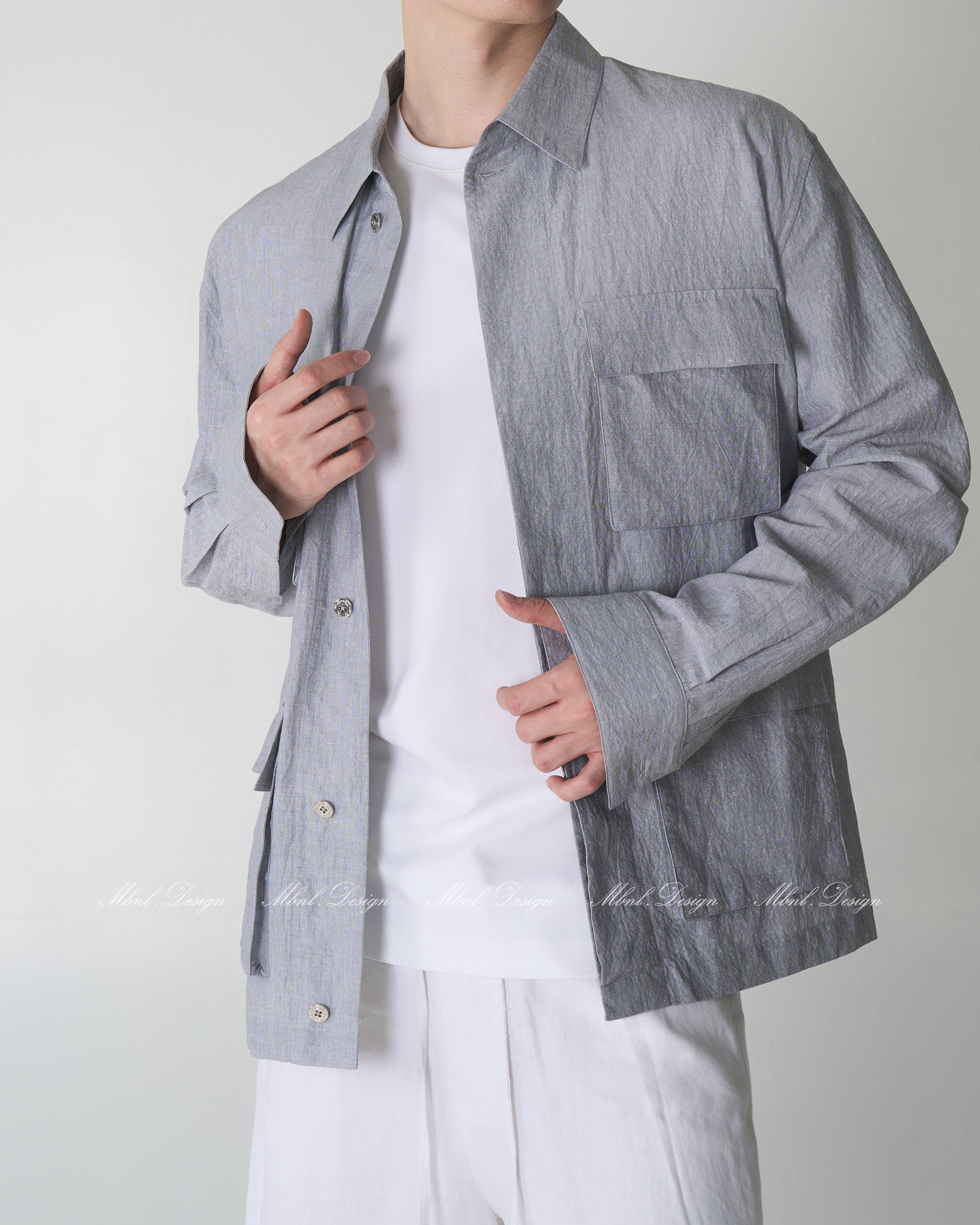 Linen Blend Shirt Jacket